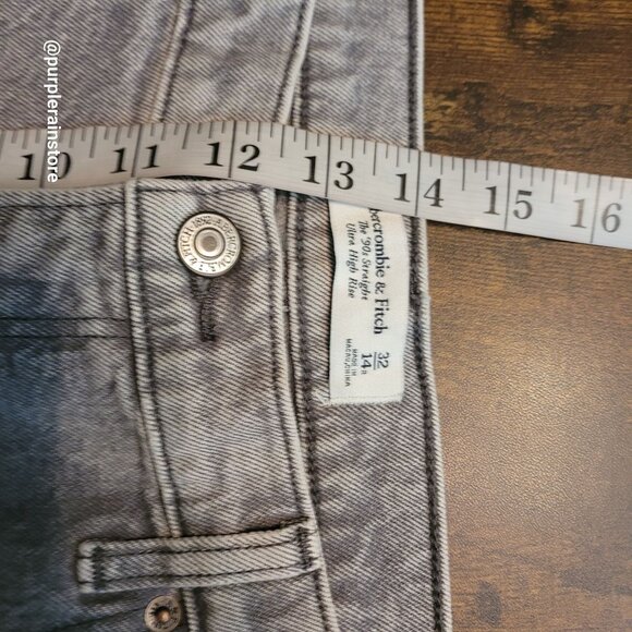 Abercrombie & Fitch Jeans 14 R The 90's Straight Ultra High Rise Gray Wash Denim - Picture 7 of 10